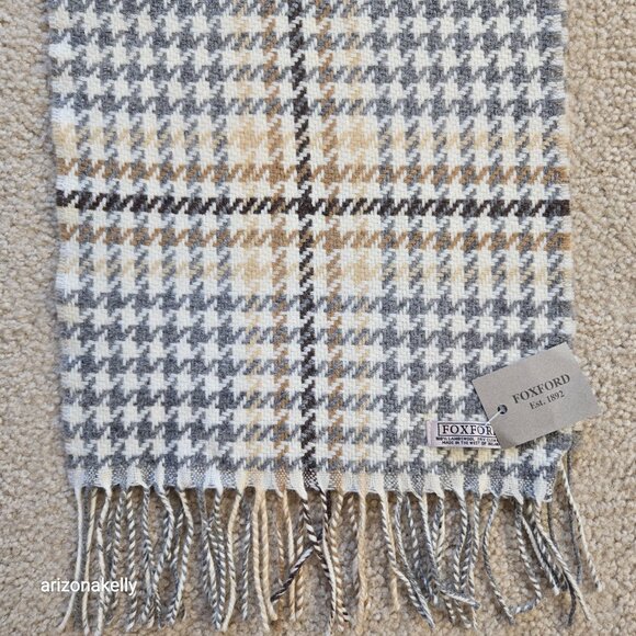 NWT Foxford Wool Scarf Houndstooth Made in Ireland - Picture 2 of 8